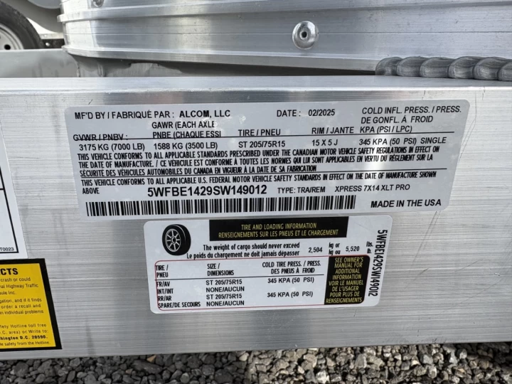 2025 XPRESS 7x14 Porte rampe | XLT PRO | 6'' extra hauteur