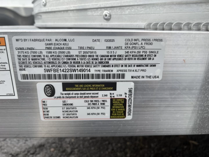 2025 XPRESS 7x14 Porte rampe | XLT PRO | 6'' extra hauteur