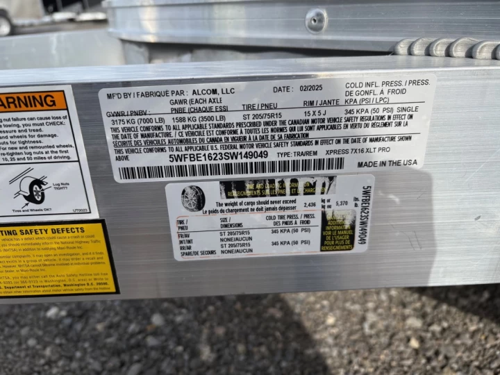 2025 XPRESS 7x16 Porte rampe | XLT PRO | 6'' extra hauteur