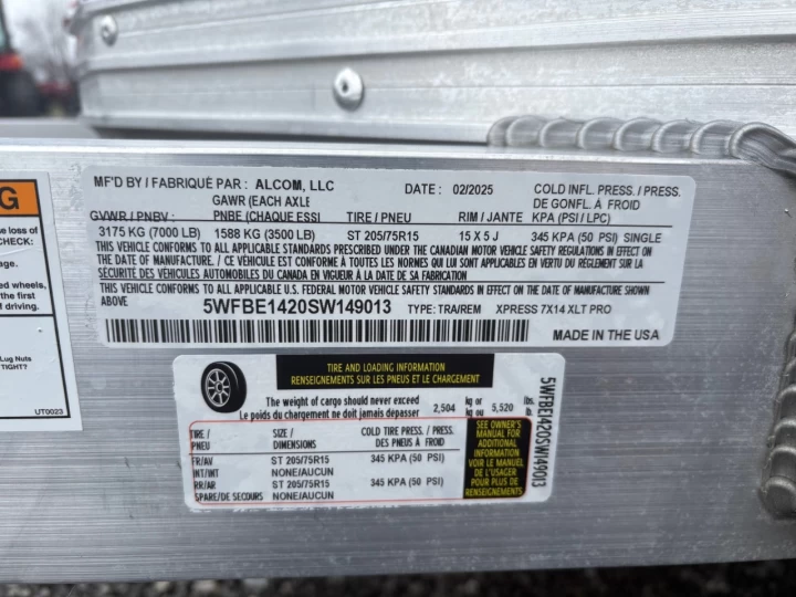 2025 XPRESS 7x14 Porte rampe | XLT PRO | 6'' extra hauteur