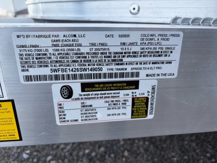 2025 XPRESS 7x14 Porte rampe | XLT PRO | 6'' extra hauteur
