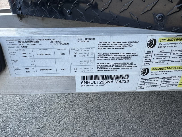 LIGHTNING 7X12TA2 RAMP ARRIERE 2022
